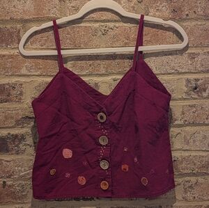 Elegant Burgundy Embroidered Camisole